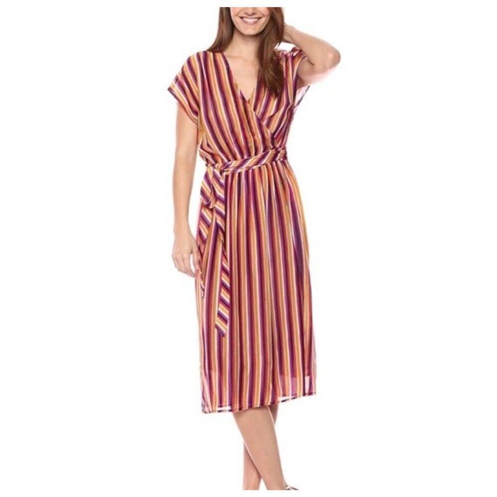 Trina Turk Chiapas Wrap Dress Women's Size 12 Multicolor Striped Boho Resortwear